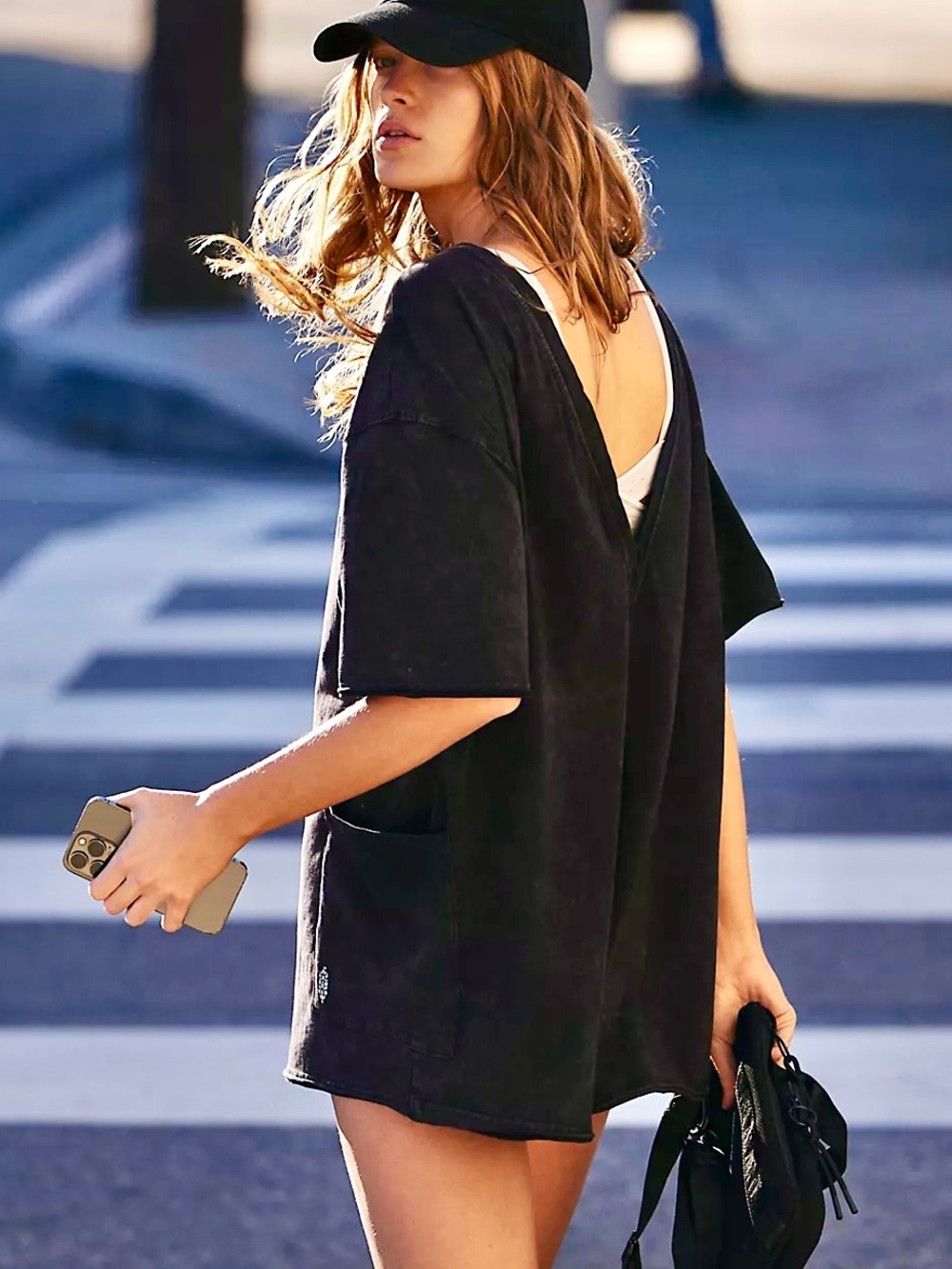 NWT Free People x FP Movement Hot Shot Tee Romper in Solid Black